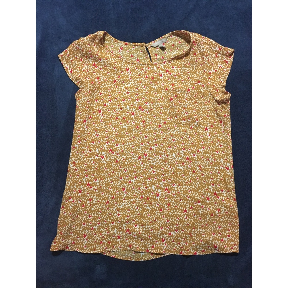 Banana Republic Gold/ Red Heart Detail Top - M